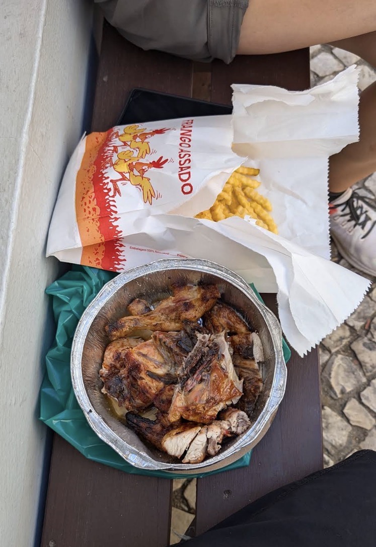 Frango assado em embalagem